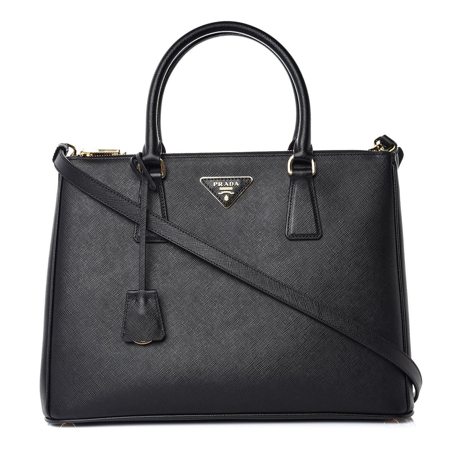 Saffiano Medium Galleria Double Zip Tote Black