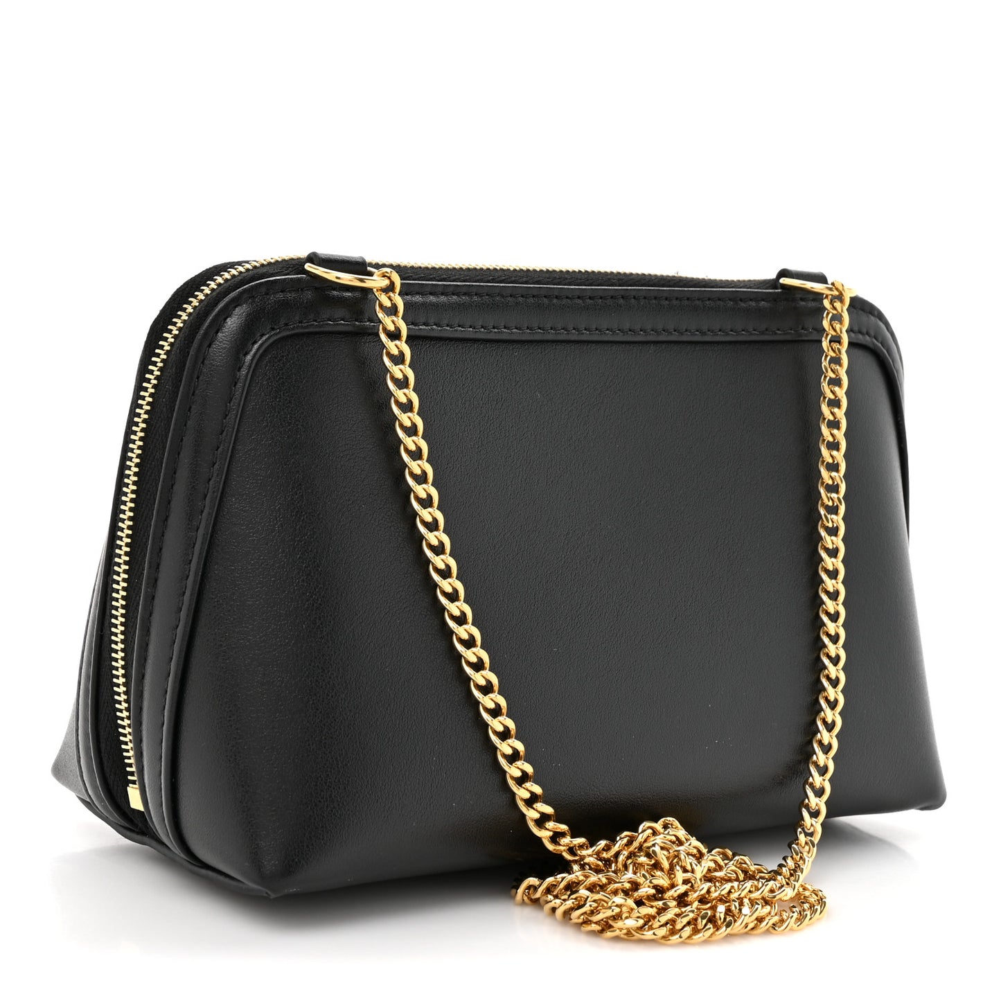 Smooth Calfskin Cuir Triomphe Clutch on Chain Black