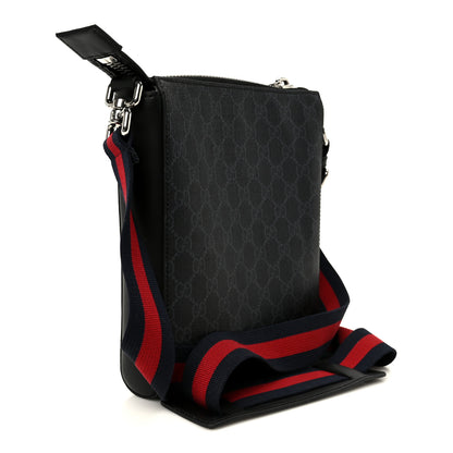 Gucci GG Supreme Monogram Web Small Flat Messenger Bag Black Grey 3 of 11