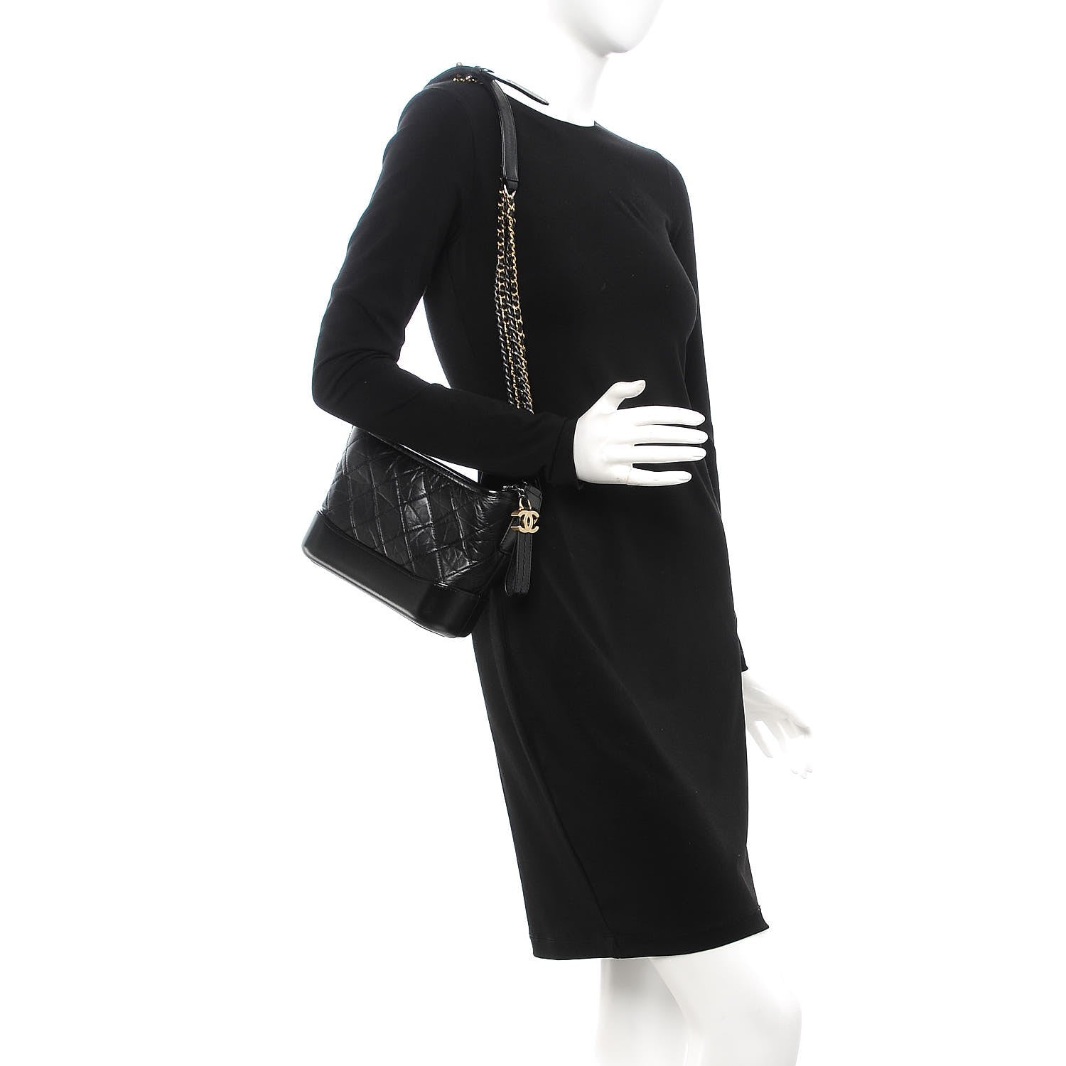 Chanel Aged Calfskin Quilted Small Gabrielle Hobo Black 4 of 9