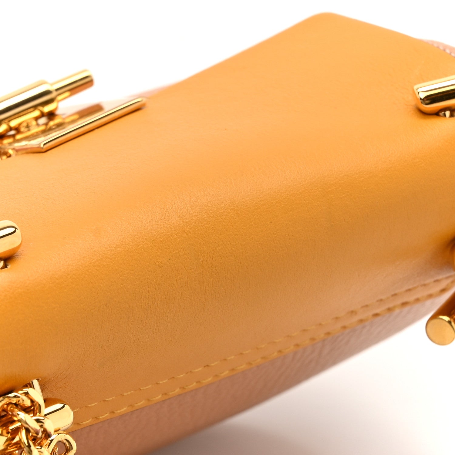 Chloe Grained Calfskin Lambskin Mini Bi-Color Drew Shoulder Bag Wet Sand Sunflower 11 of 11