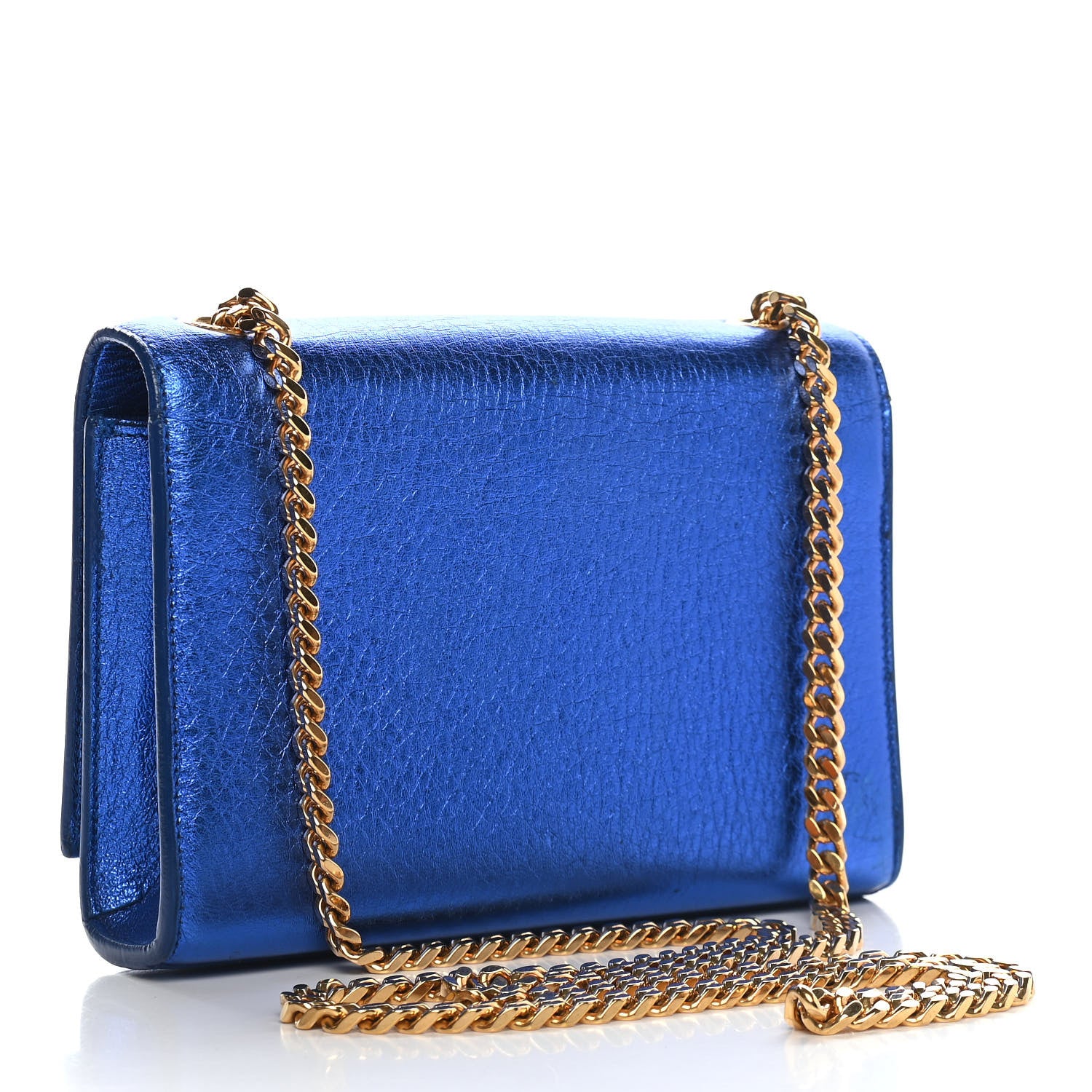 Saint Laurent Metallic Calfskin Small Classic Monogram Kate Tassel Satchel Blue Royal 3 of 9