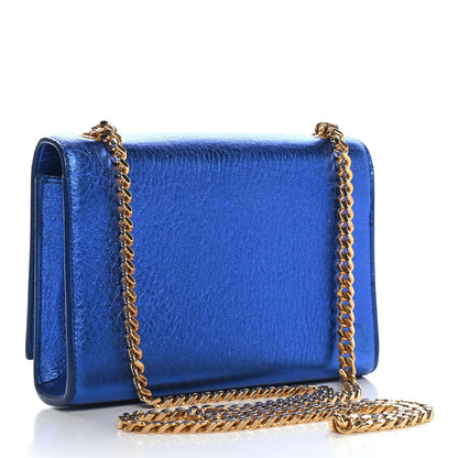 Saint Laurent Metallic Calfskin Small Classic Monogram Kate Tassel Satchel Blue Royal 3 of 9