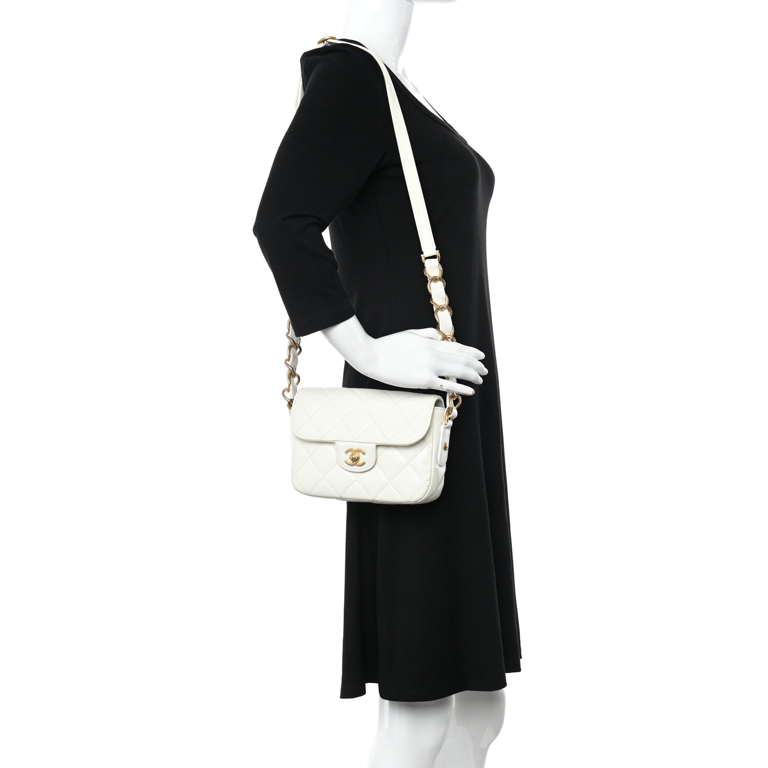 Chanel Caviar Quilted Mini Chain Flap White 2 of 11