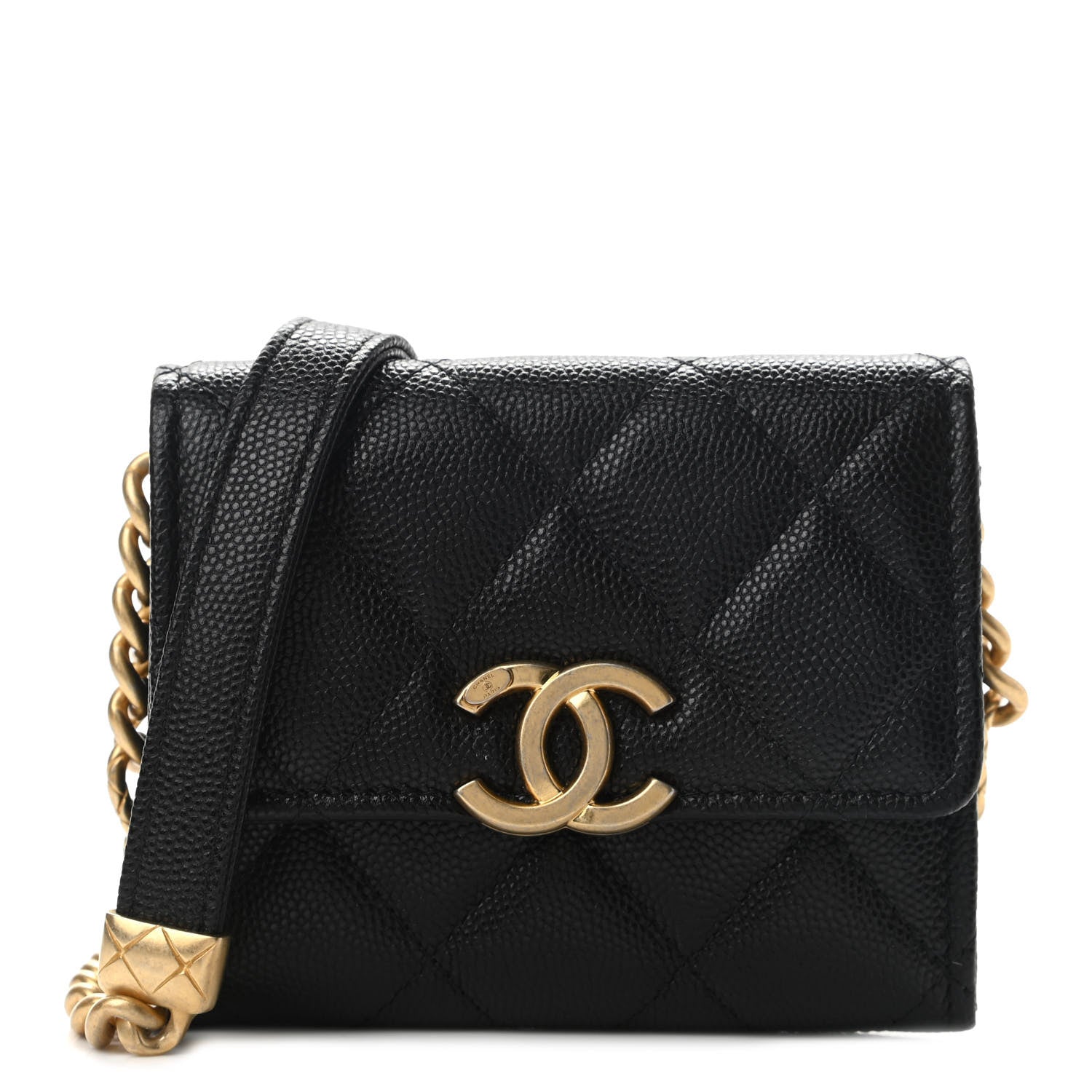 Chanel Caviar Quilted Bracelet On Chain Clutch Black 1 of 10