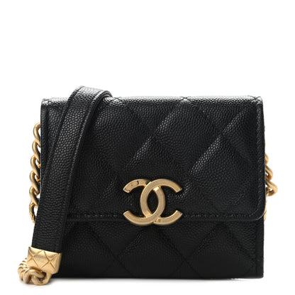Chanel Caviar Quilted Bracelet On Chain Clutch Black 1 of 10