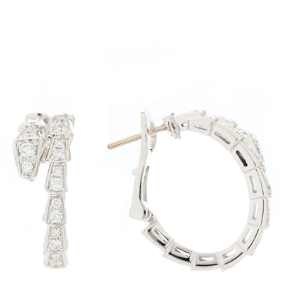 Bulgari 18K White Gold Diamond Serpenti Viper Hoop Pave Earrings 1 of 6