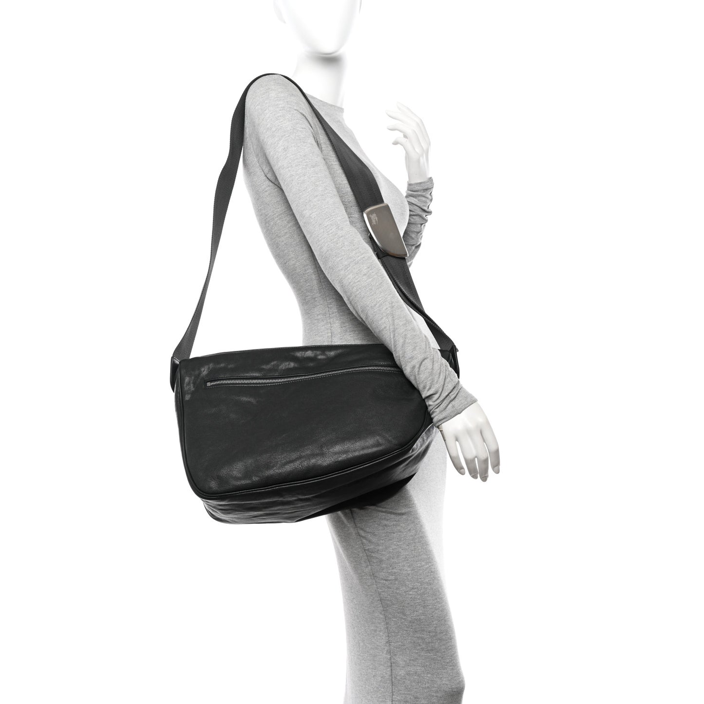 Calfskin Large Shield Messenger Bag Slate