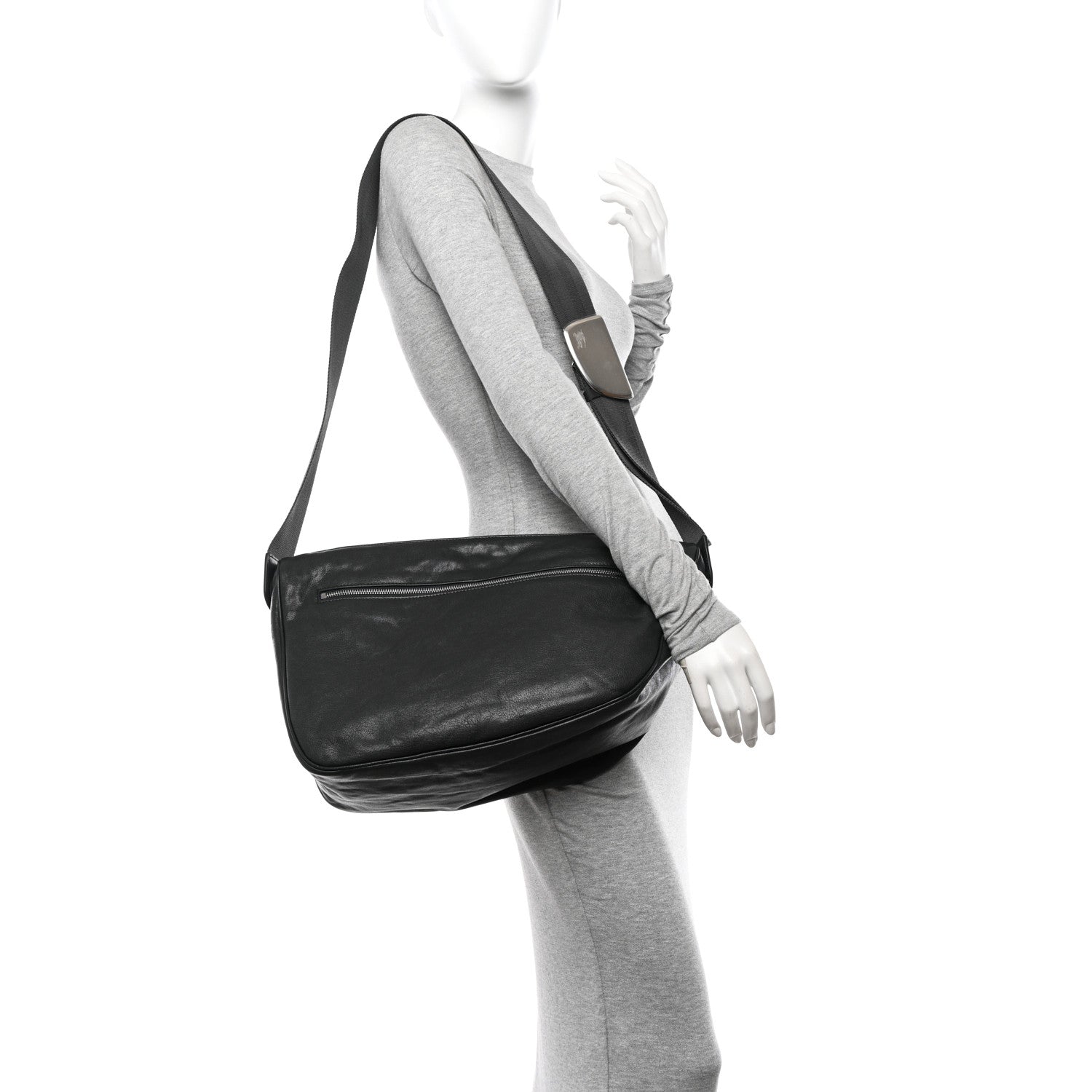 Burberry Calfskin Large Shield Messenger Bag Slate 2 of 10