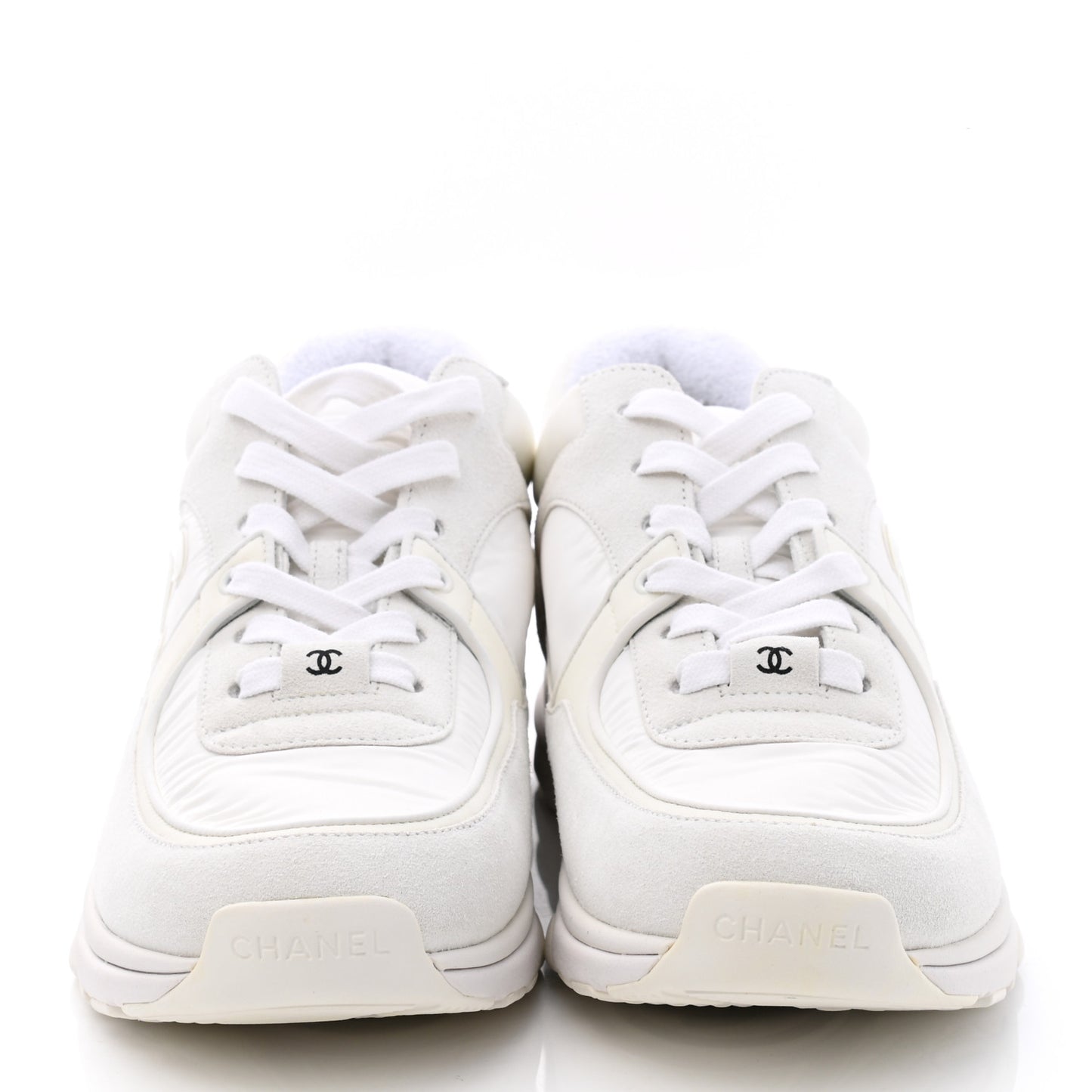 Suede Calfskin Fabric CC Sneakers 40 White