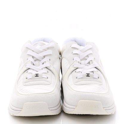 Chanel Suede Calfskin Fabric CC Sneakers 40 White 2 of 9