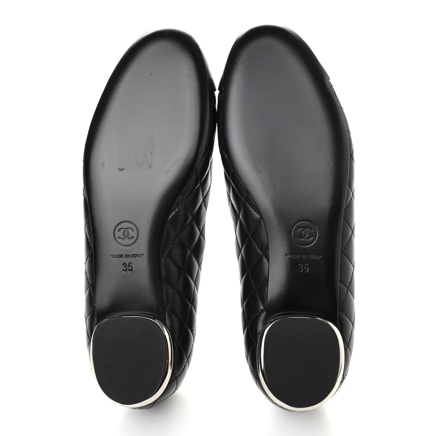 Lambskin Quilted CC Cap Toe Ballerina Flats 39 Black 35 Black