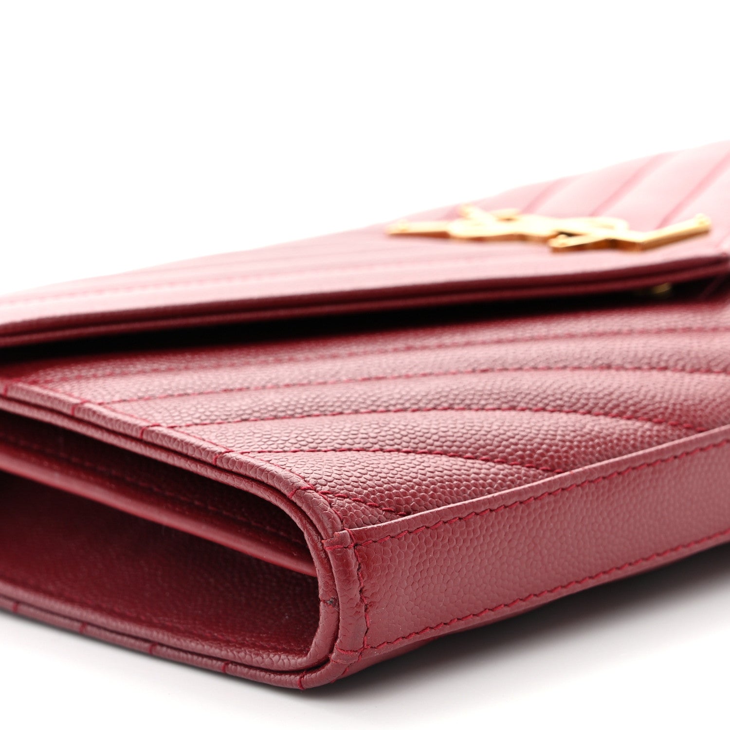 Saint Laurent Grain De Poudre Matelasse Chevron Monogram Chain Wallet Blush Fonce 8 of 11
