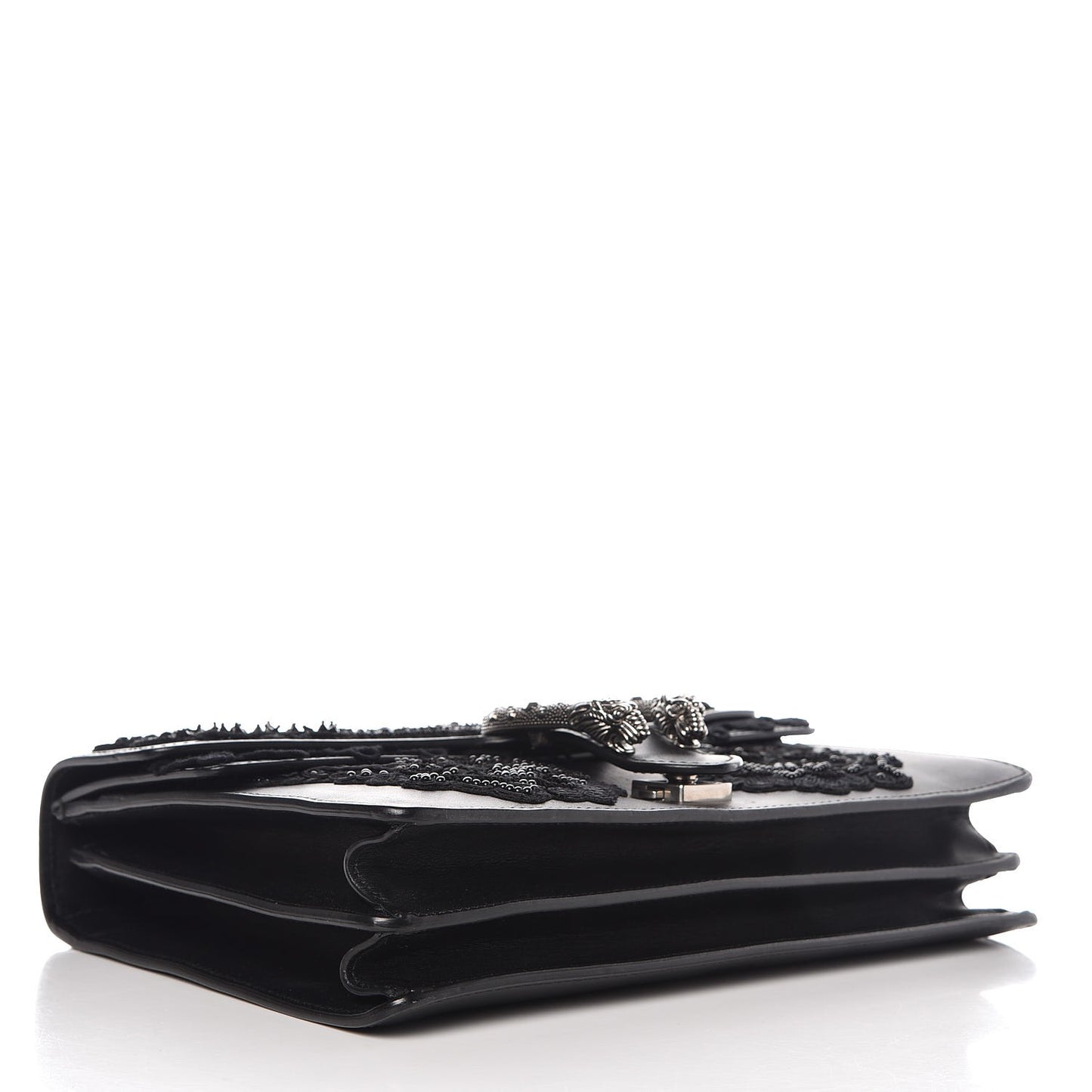 Calfskin Embroidered Medium Dionysus Shoulder Bag Black
