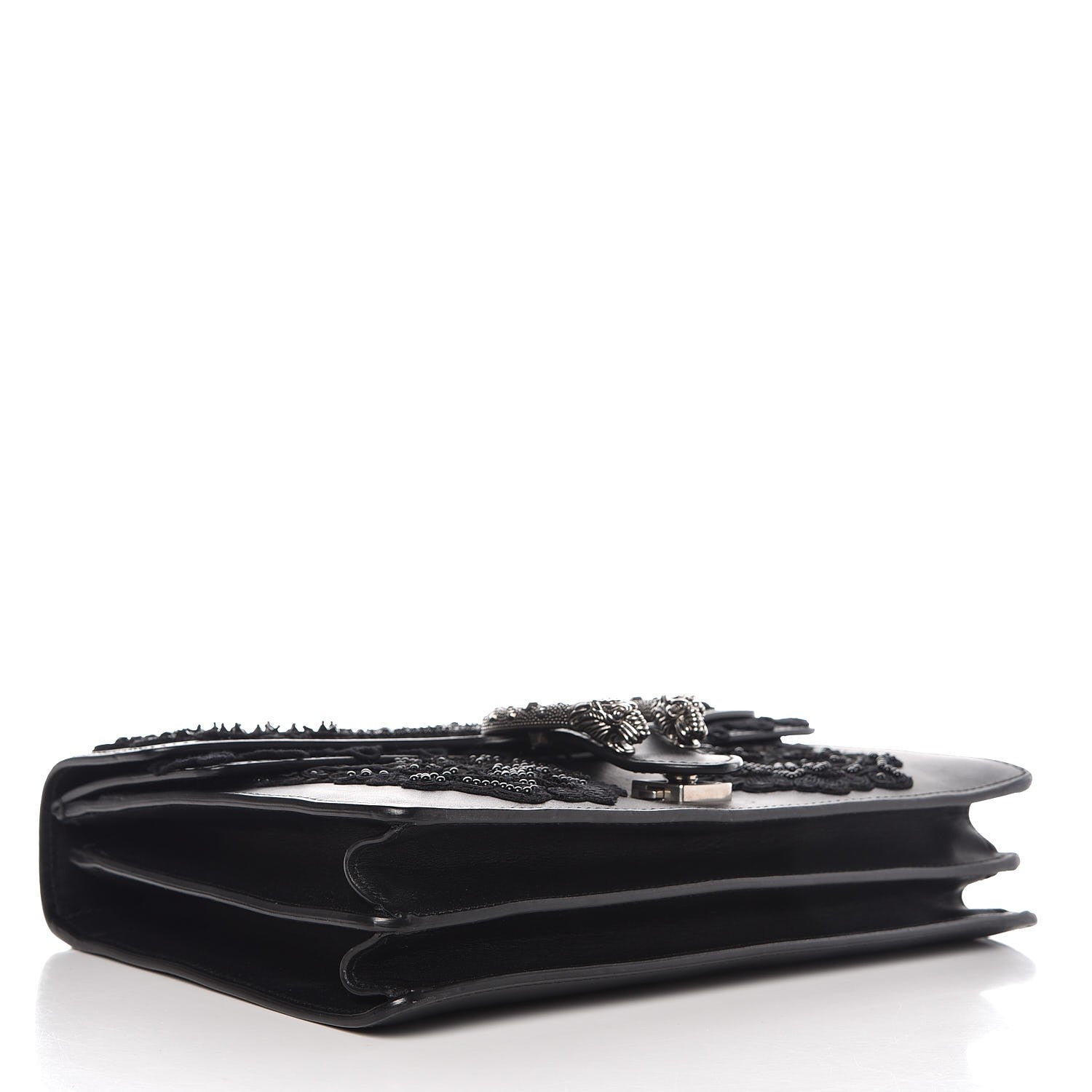 Gucci Calfskin Embroidered Medium Dionysus Shoulder Bag Black 4 of 9