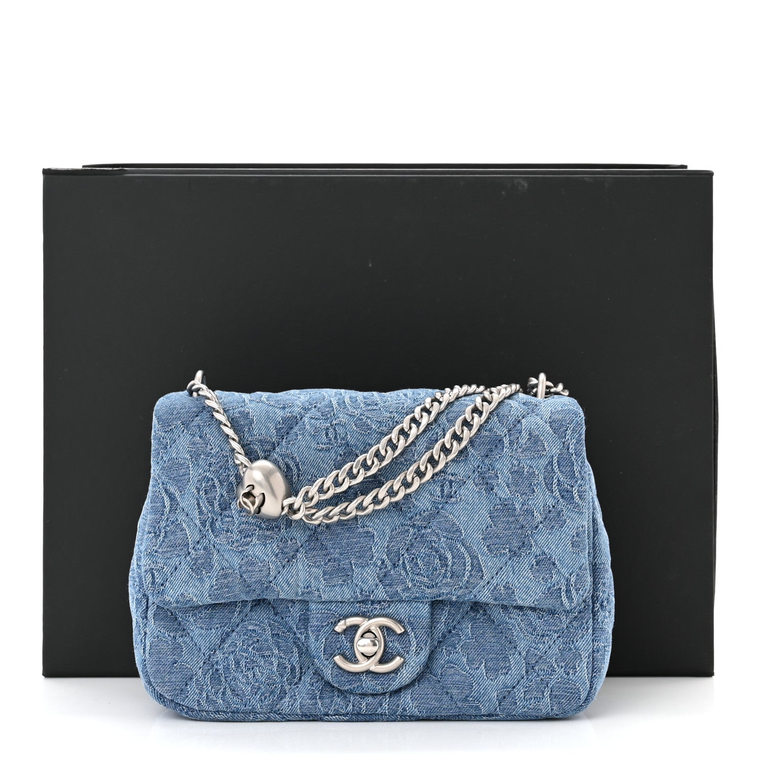 Chanel Denim Quilted Camellia Sweetheart Mini Flap Blue 11 of 11