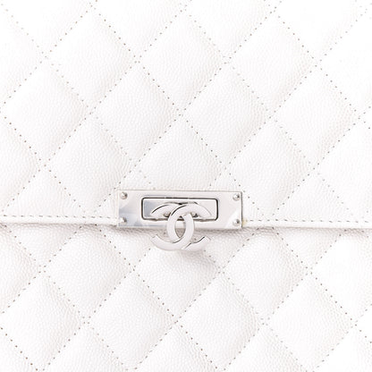 Chanel Caviar Quilted Medium Golden Class Pouch White 11 of 12