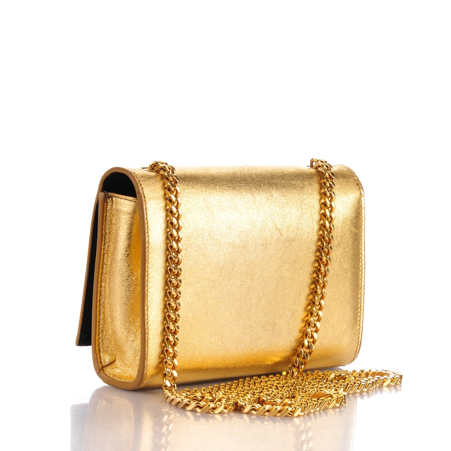 Saint Laurent Calfskin Small Classic Monogram Kate Tassel Satchel Gold 3 of 8