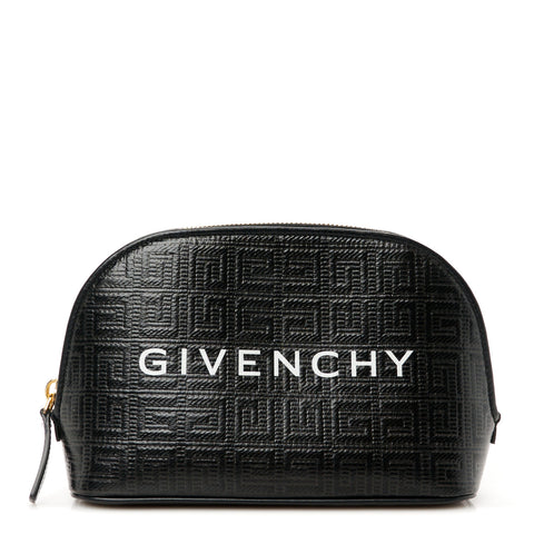 Coated Canvas Logo 4G Embossed Cosmetic Pouch Black