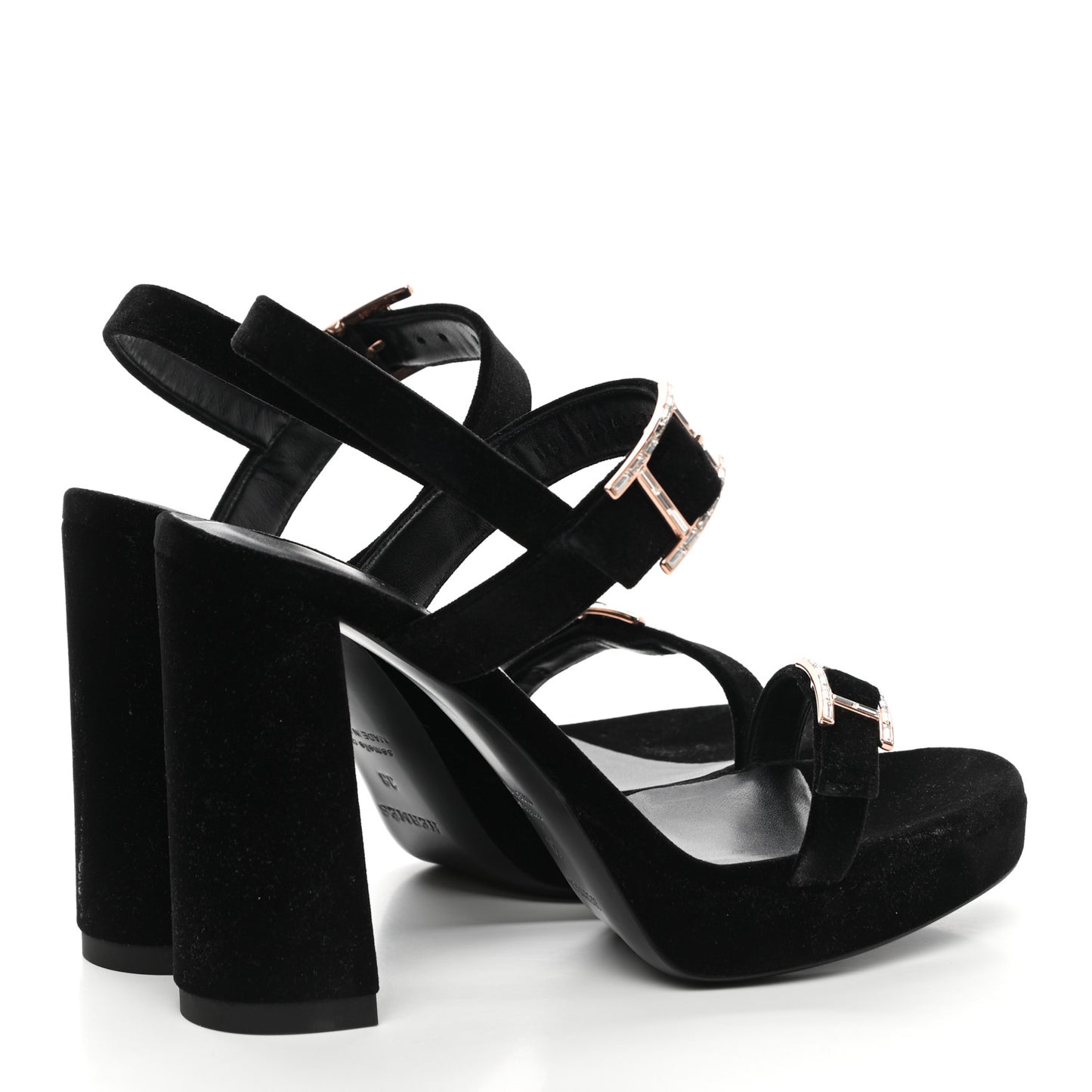 Velours Bossa Sandals 38 Black