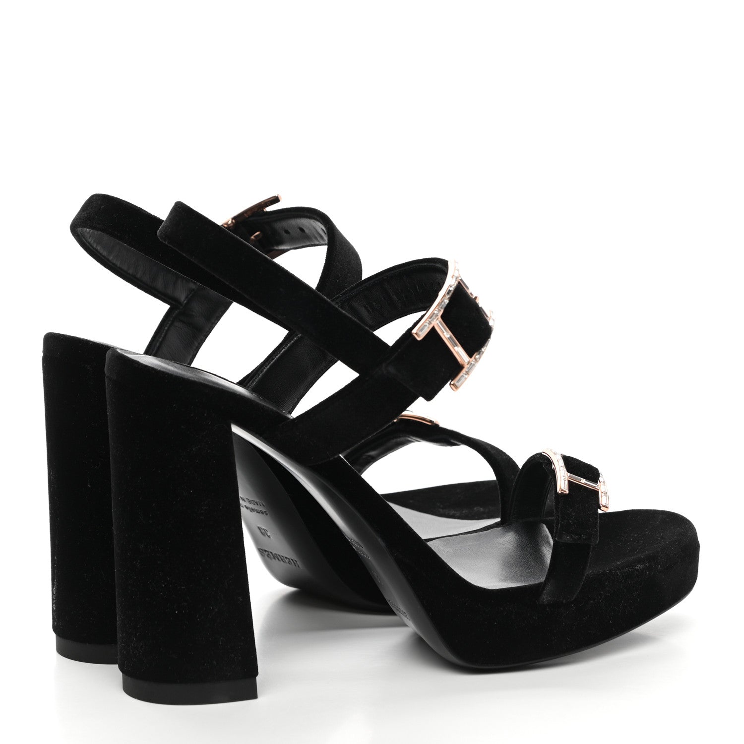 Hermes Velours Bossa Sandals 38 Black 5 of 11