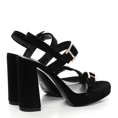 Hermes Velours Bossa Sandals 38 Black 5 of 11