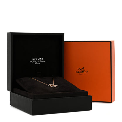 Hermes 18K Rose Gold Diamond Finesse Pendant Necklace 5 of 5