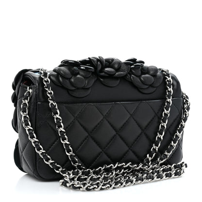 Chanel Lambskin Patent Mini Camellia Flap Black 3 of 10