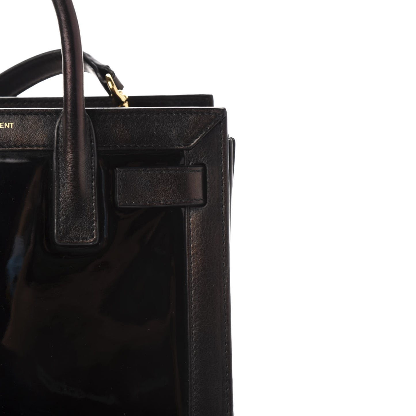 Patent Calfskin Nano Sac de Jour Black