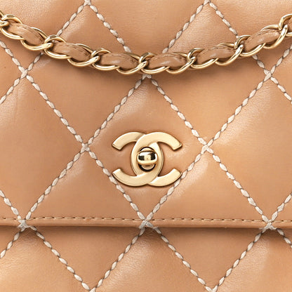 Chanel Calfskin Quilted Medium Wild Stitch Flap Beige 9 of 14