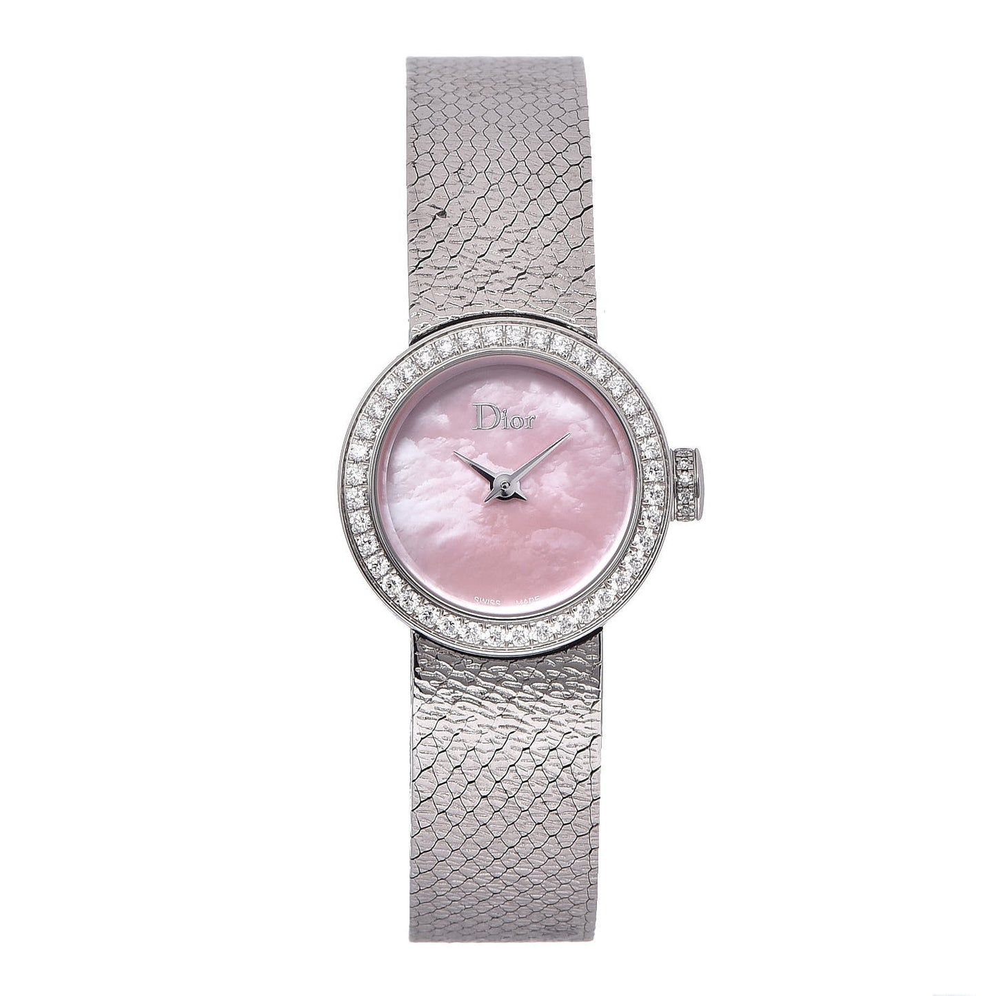 Stainless Steel Diamond Bezel Pink Mother of Pearl 19mm La D De Dior Quartz Watch