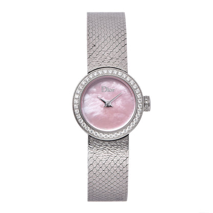 Christian Dior Stainless Steel Diamond Bezel Pink Mother of Pearl 19mm La D De Dior Quartz Watch 1 of 5