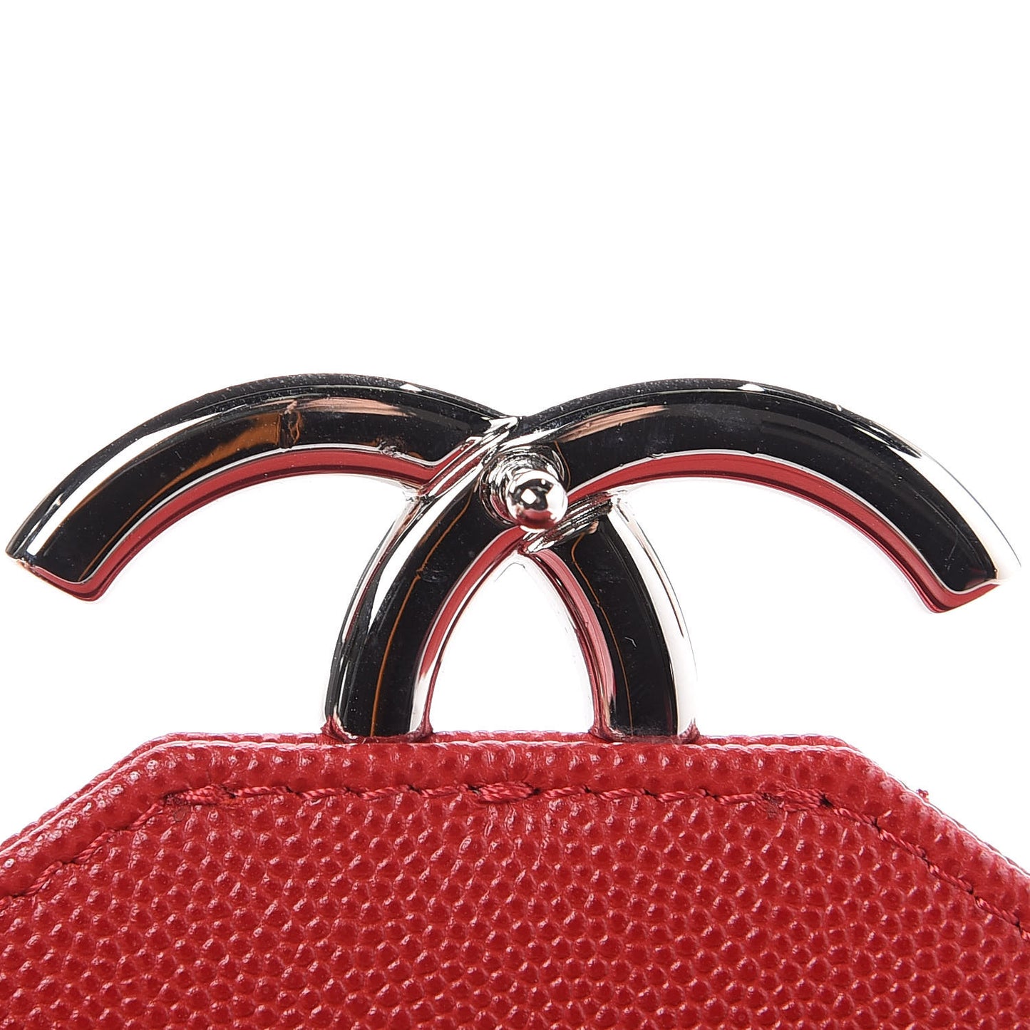 Caviar Macro Chevron Small Single Flap Red