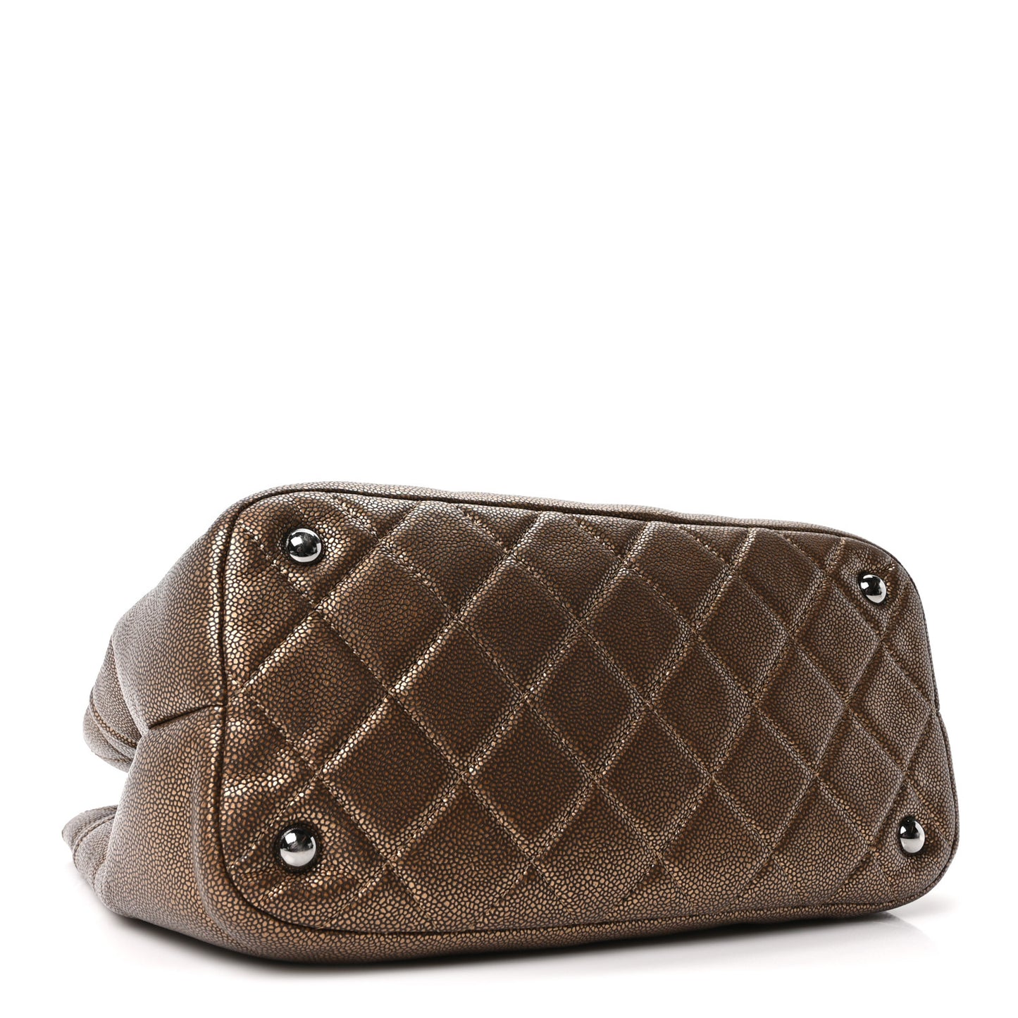 Metallic Caviar Quilted Large Timeless CC Soft Tote Bronze