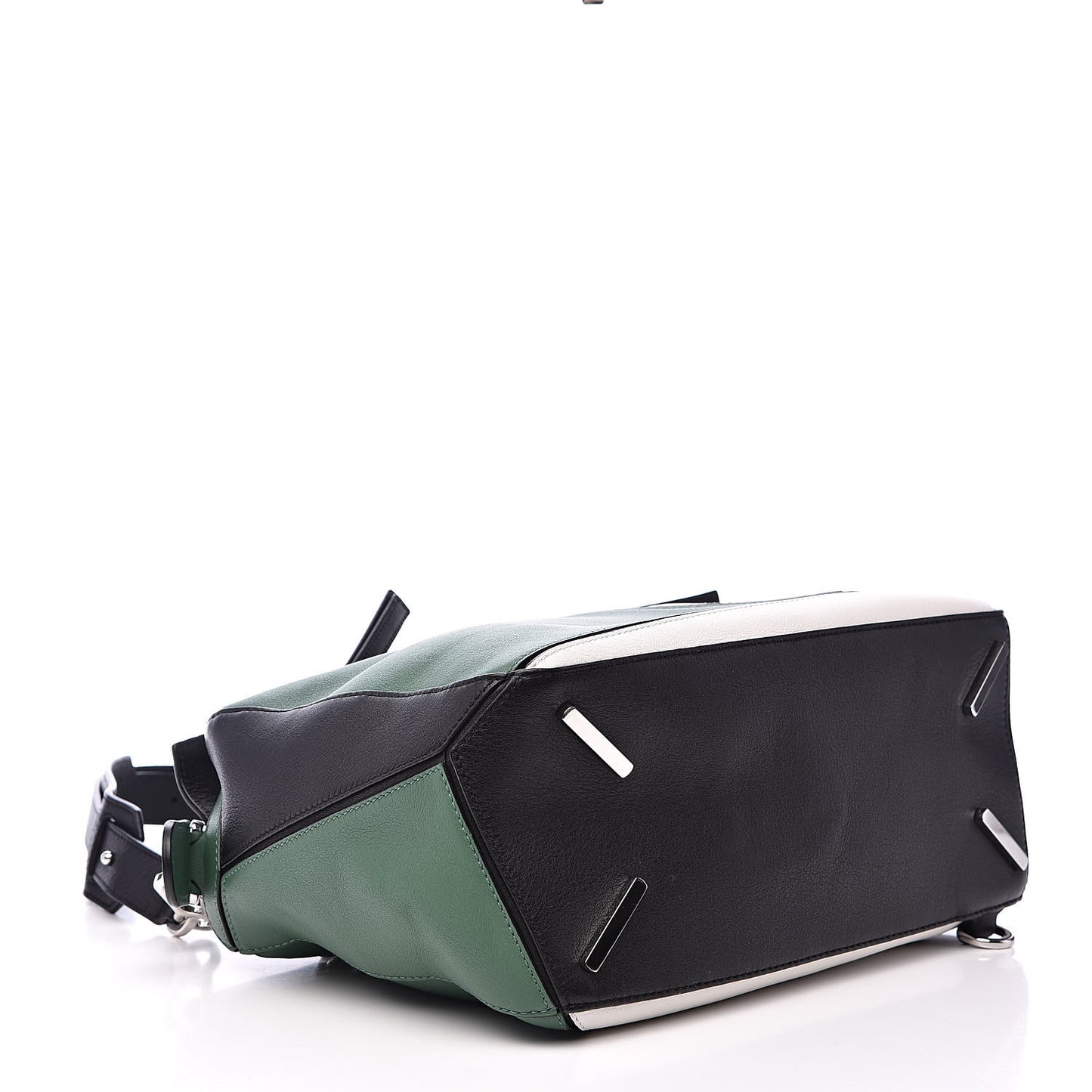 Calfskin Medium Puzzle Bag Forest Green White Black