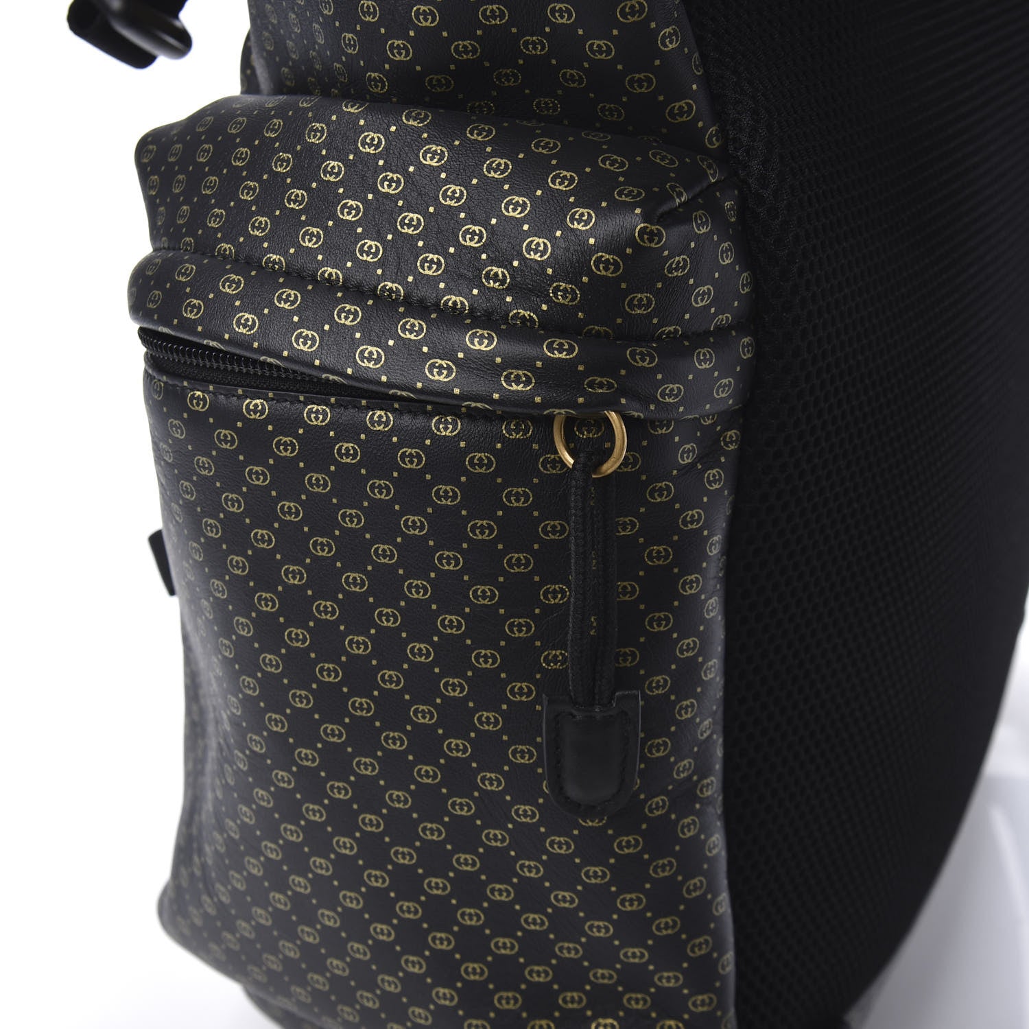 Gucci X DAPPER DAN Calfskin Laminated Ayers GG Micro Monogram Double Buckle Backpack Black Gold 10 of 19