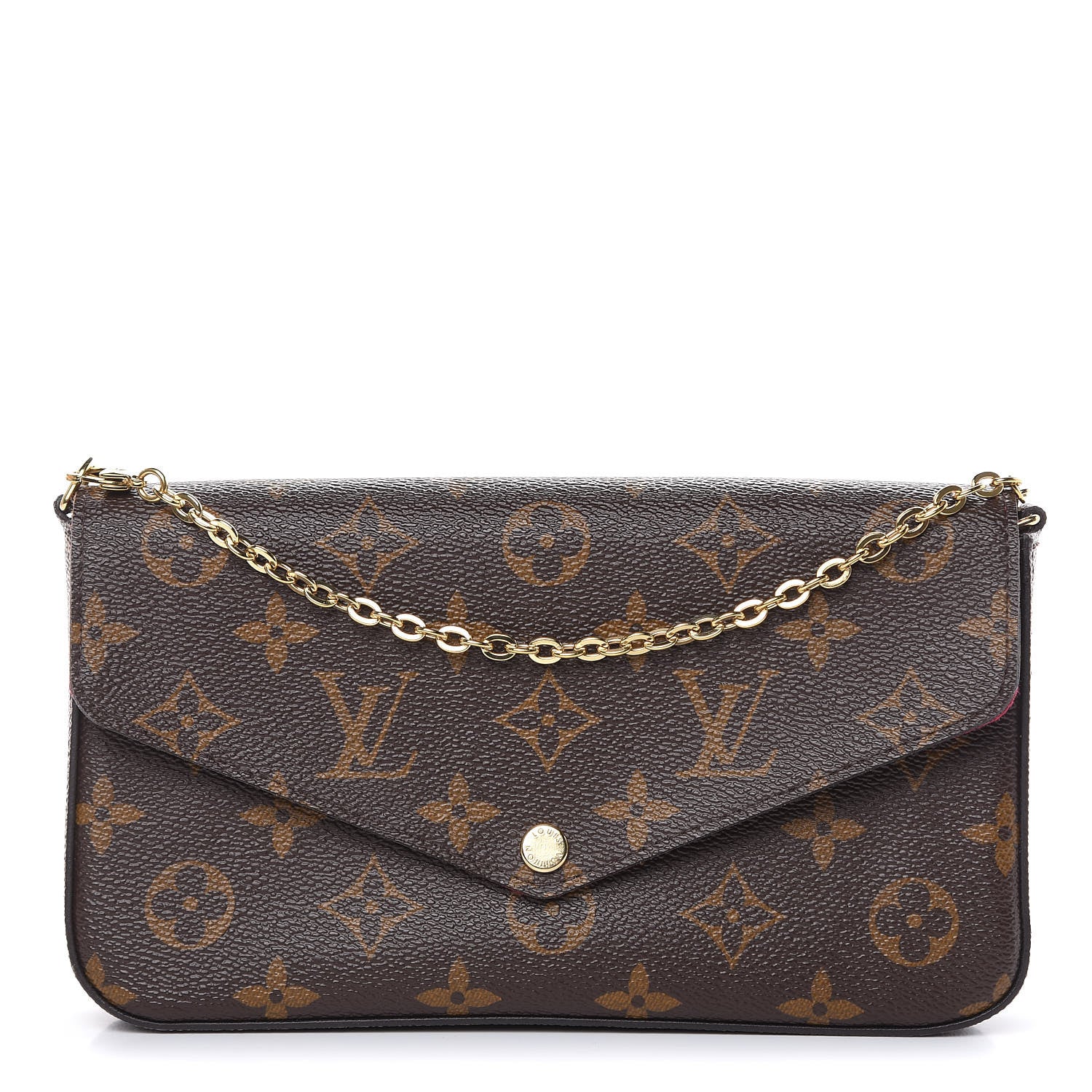 Louis Vuitton Monogram Pochette Felicie Chain Wallet Fuchsia 1 of 14