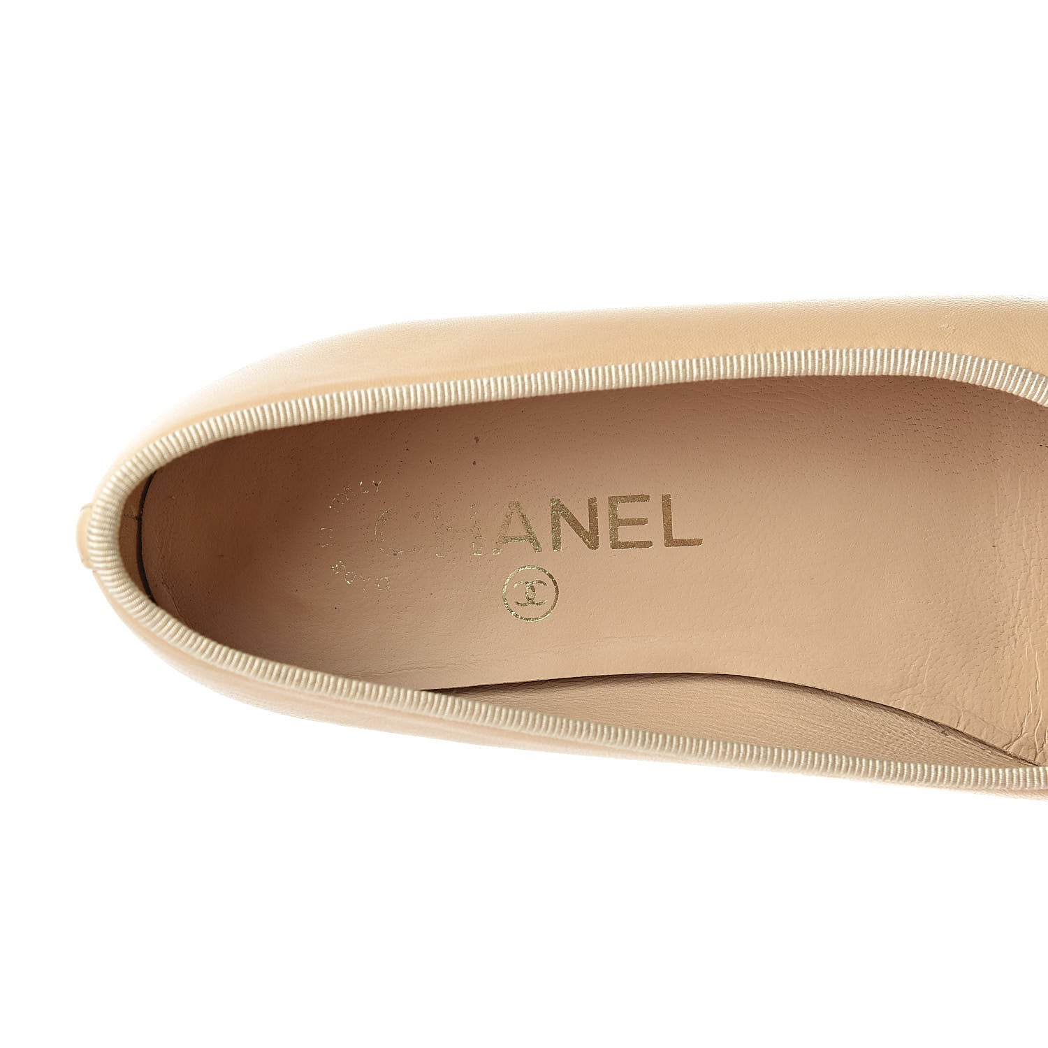 Chanel Lambskin Cap Toe CC Ballerina Flats 37 Beige Black 8 of 13