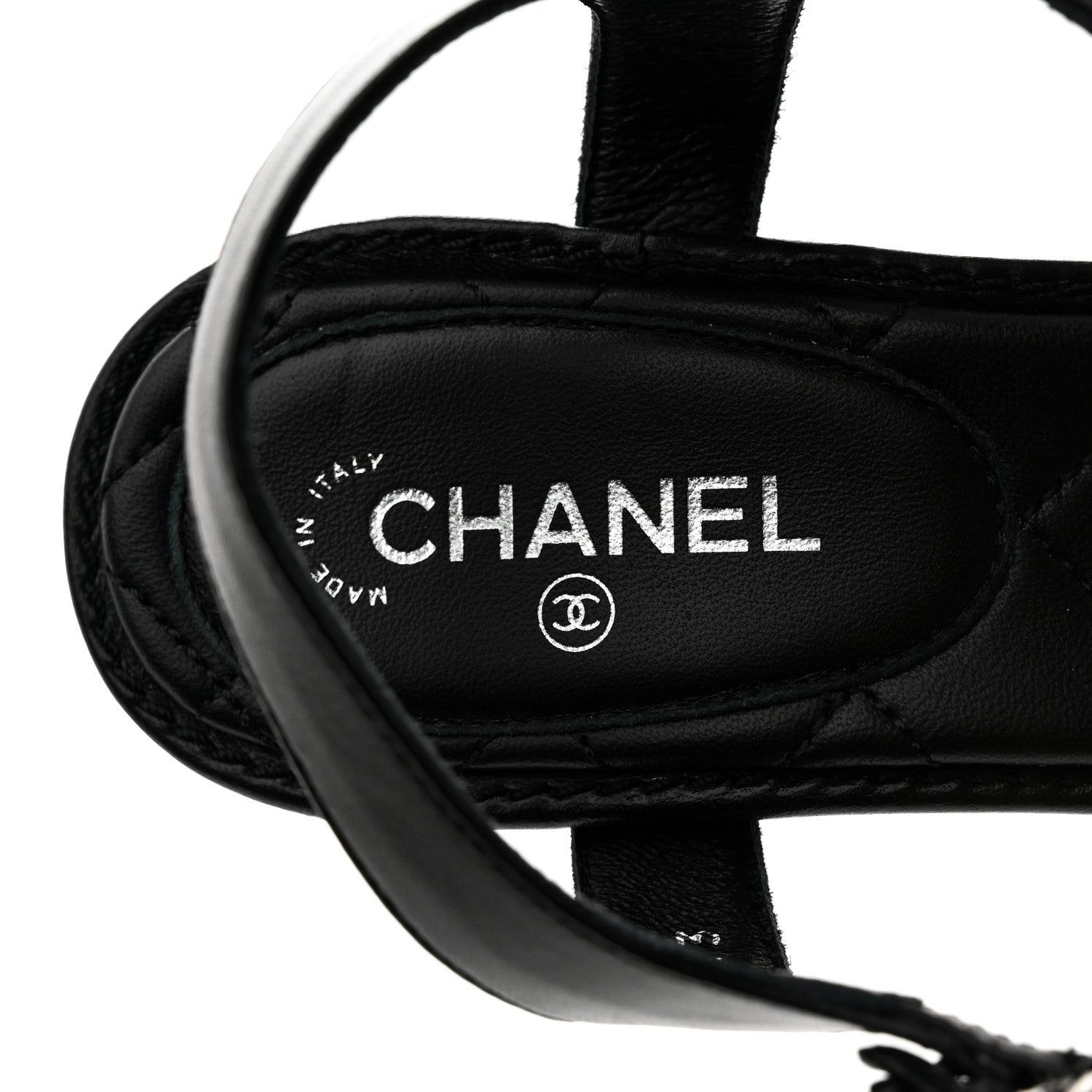 Chanel Lambskin Chain CC Thong Sandals 35.5 Black 6 of 11