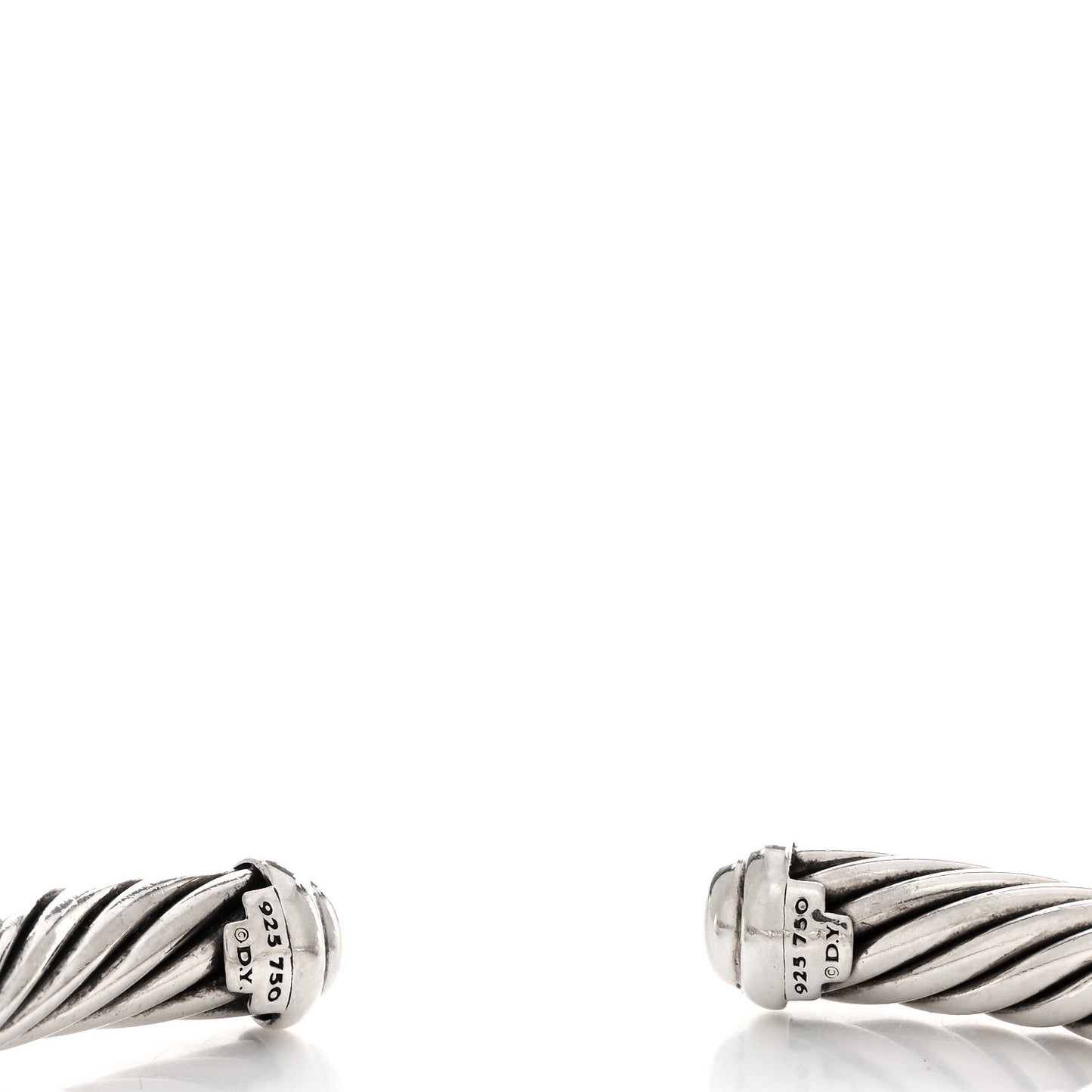 Sterling Silver 18K White Gold Diamond 7mm Cable Classics Station Bracelet