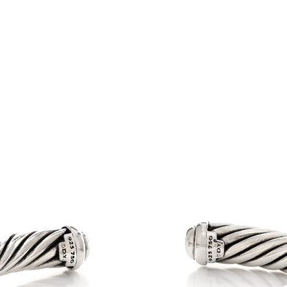 David Yurman Sterling Silver 18K White Gold Diamond 7mm Cable Classics Station Bracelet 3 of 3