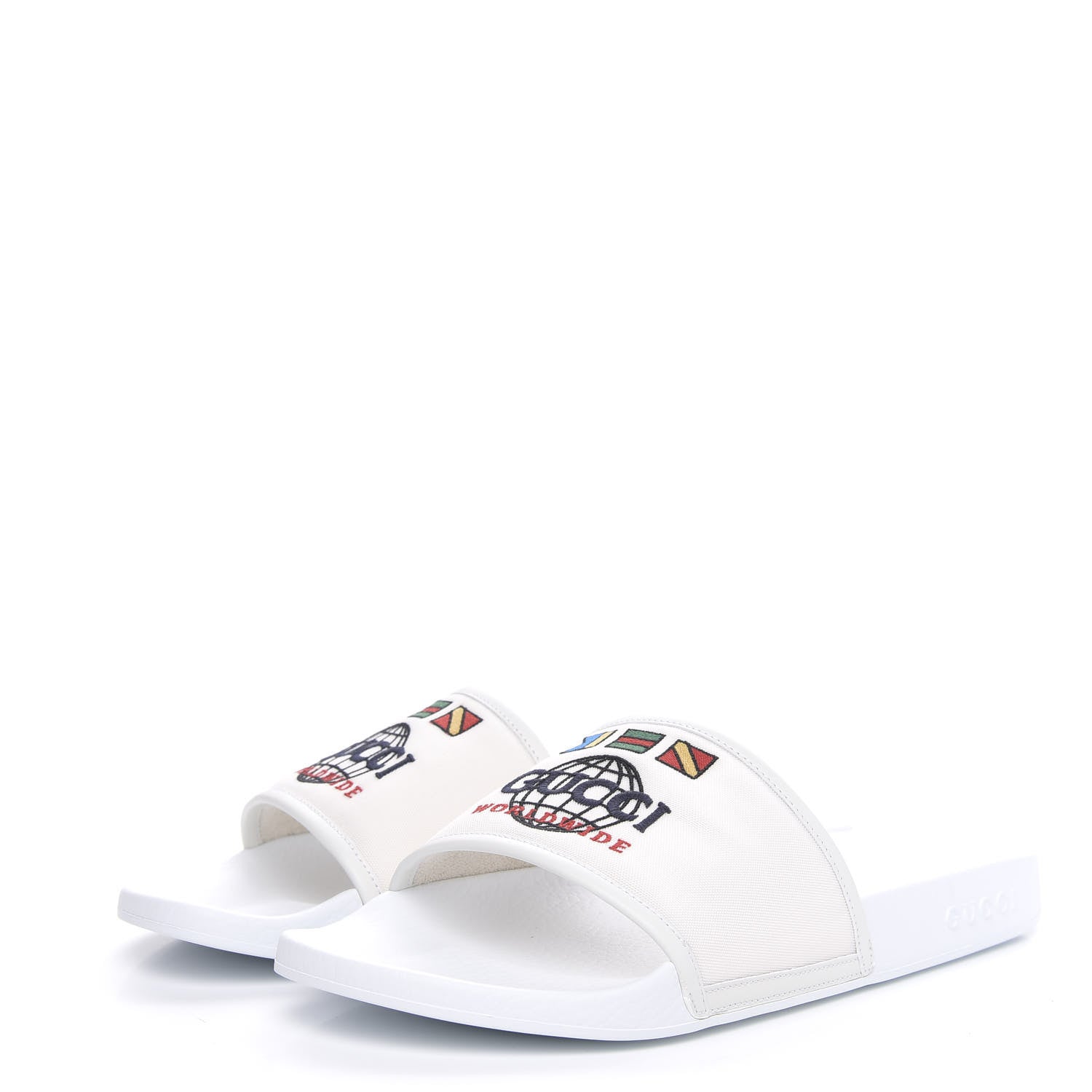 Gucci Canvas Worldwide Mens Pursuit Slide Sandals 11 White 3 of 8