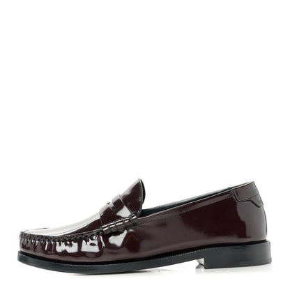 Saint Laurent Patent Calfskin Penny Loafers 37 Cordovan Red 1 of 9