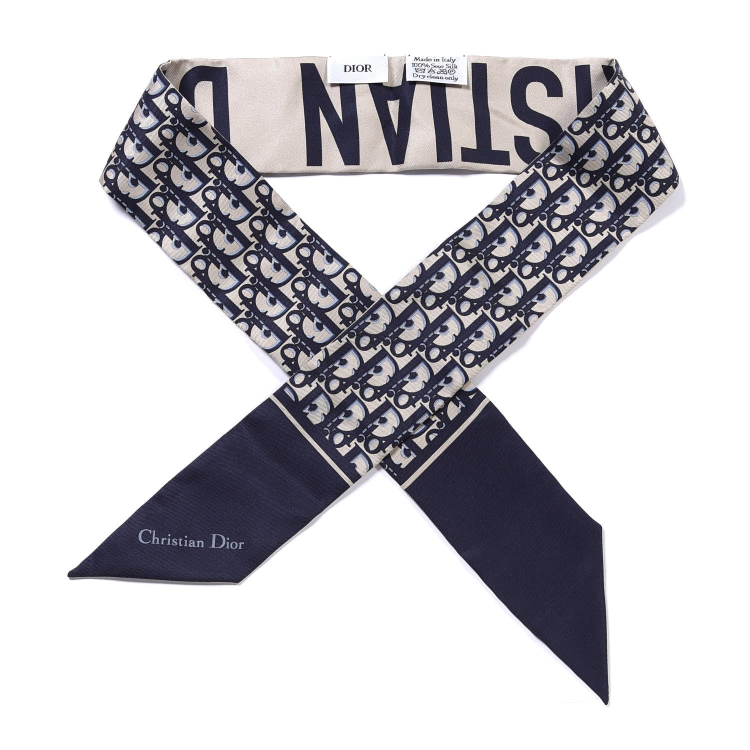 Christian Dior Silk Oblique Mitzah Scarf Blue 1 of 3