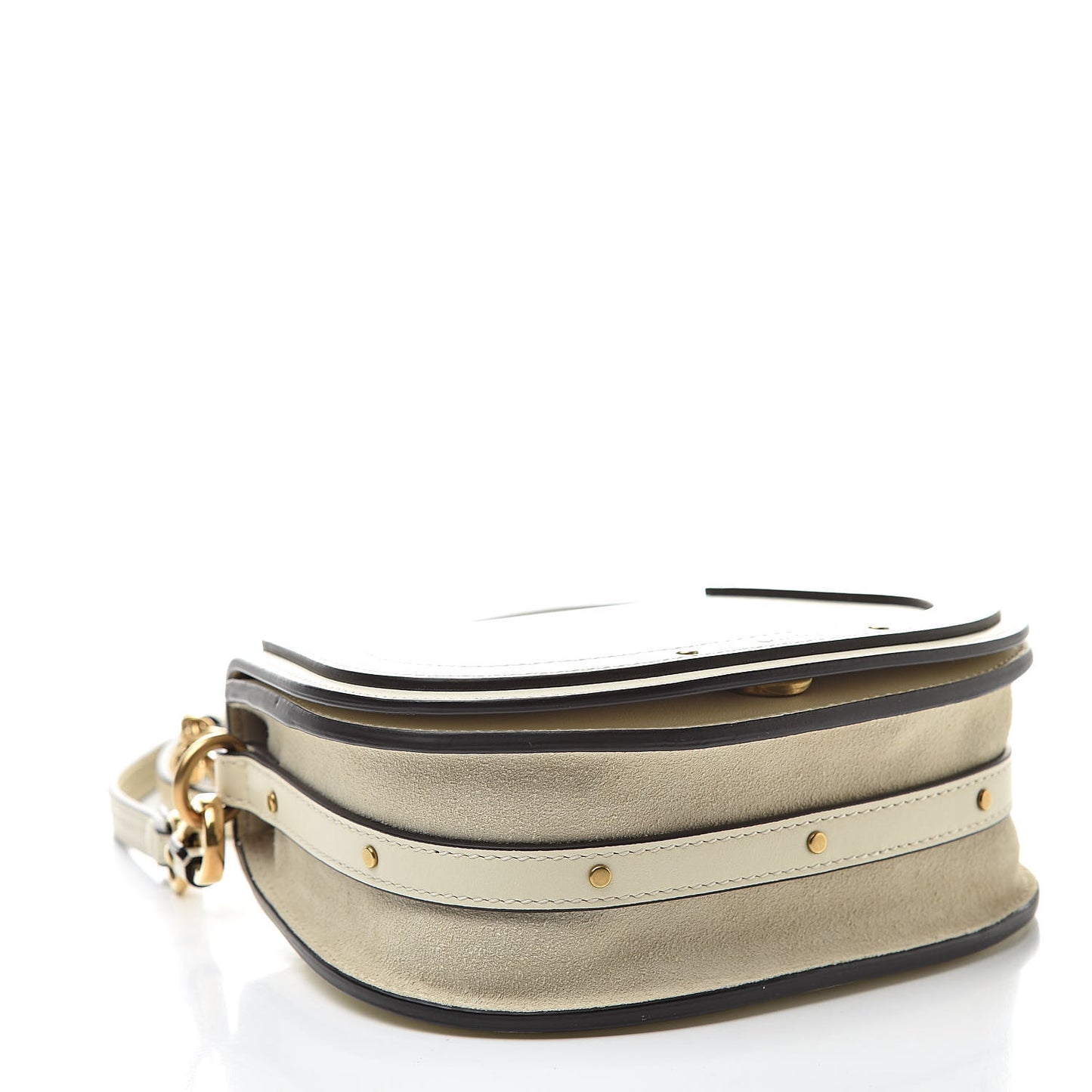 Calfskin Suede Small Nile Bracelet Bag Off White