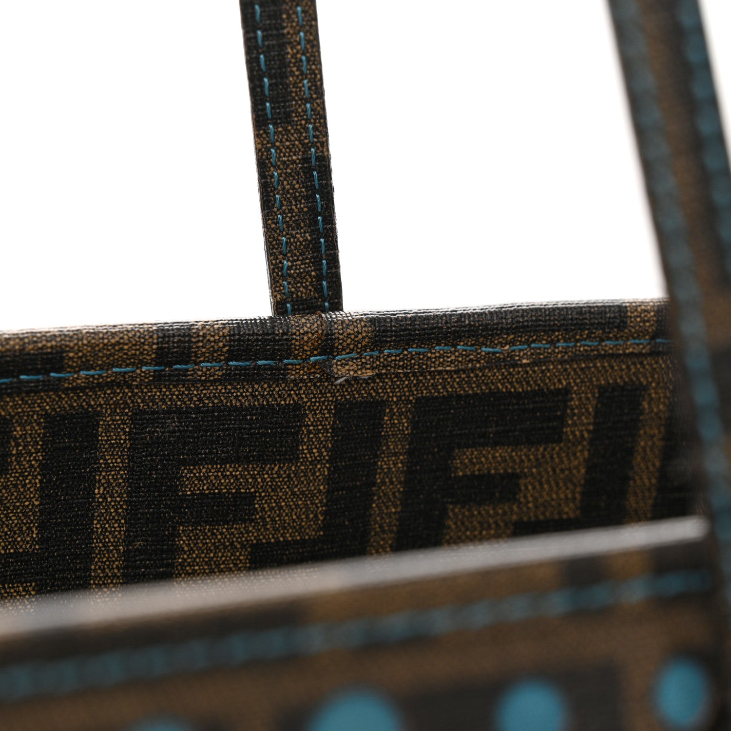Fendi Zucca Spalmati Perforated Medium Roll Tote Tobacco Pavone 12 of 16