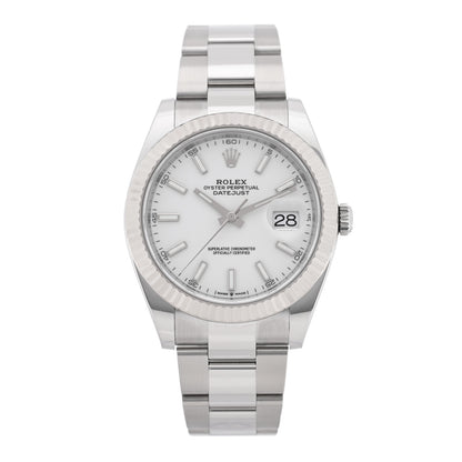 Rolex Stainless Steel 18K White Gold 41mm Oyster Perpetual Datejust Watch Silver 116334 1 of 5