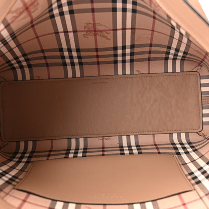 Burberry Grainy Calfskin Haymarket Check Medium Ardwell Zip Tote Camel 4 of 10