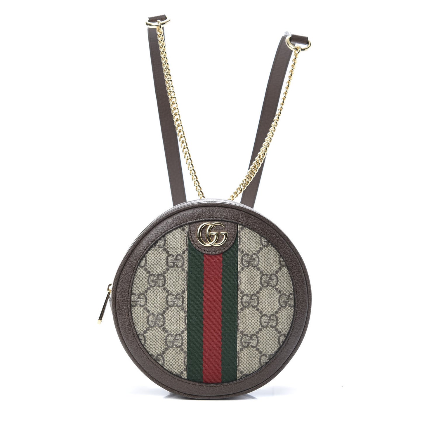 GG Supreme Monogram Web Mini Ophidia Round Backpack Brown