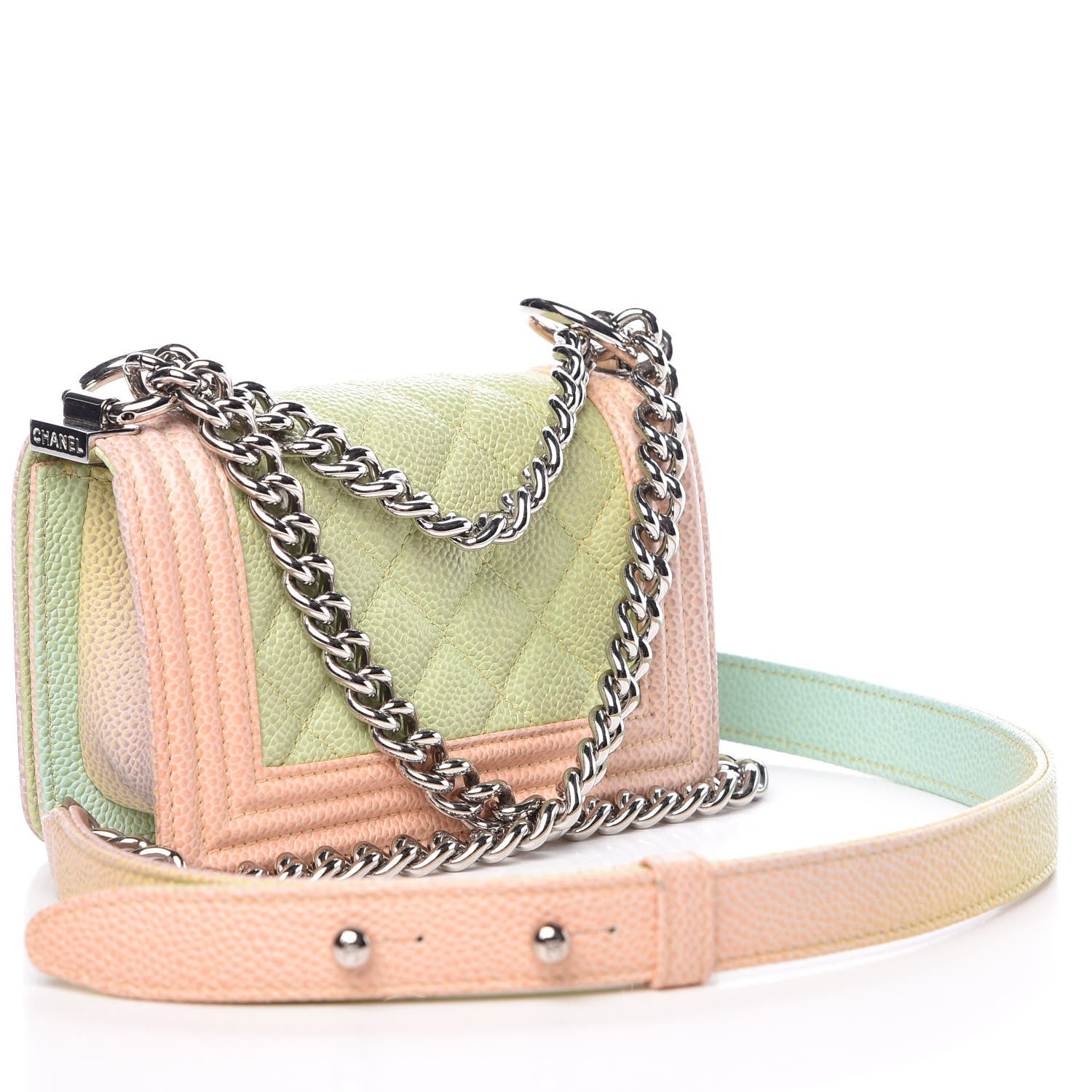 Chanel Caviar Quilted Mini Cuba Rainbow Boy Flap Pink Multicolor 3 of 11